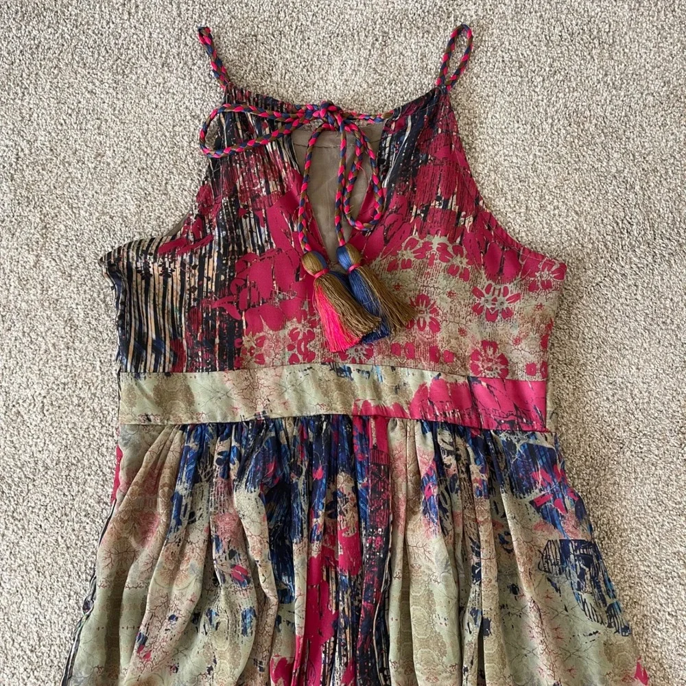 Anthropologie Bhanuni by Jyoti Abstracted Floral Maxi Dress M Sequin Details - Picture 10 of 10